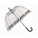 Parapluie cloche transparent - bordure zèbre