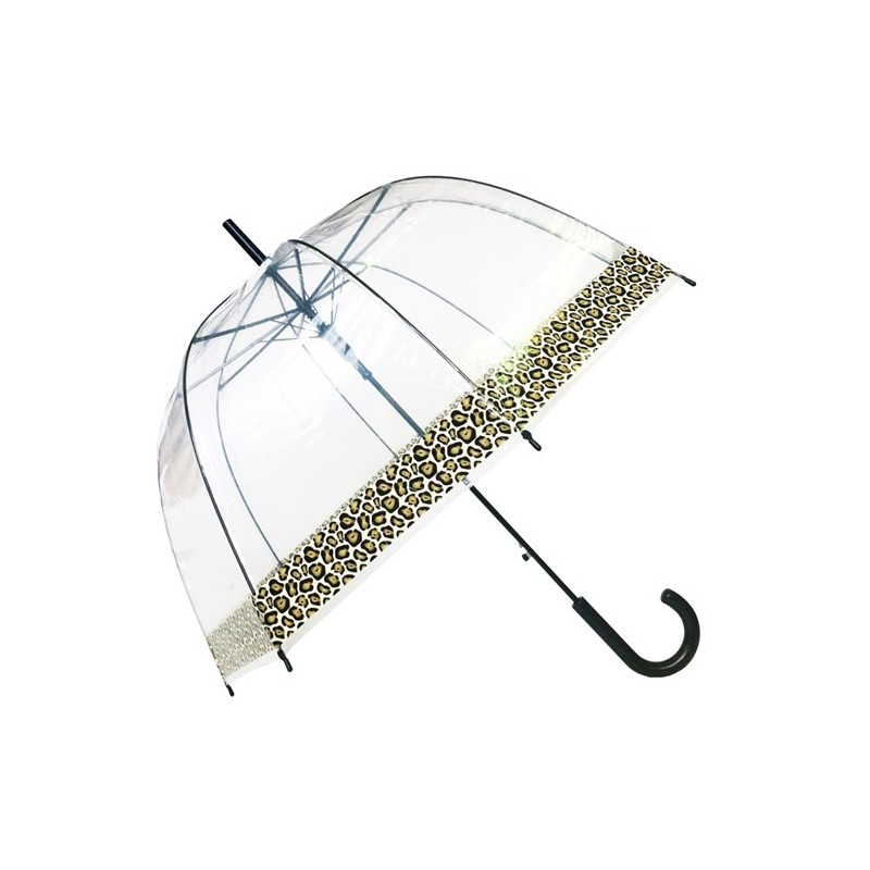 Parapluie cloche transparent - bordure léopard