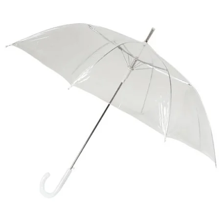 Parapluie transparent PVC poignée blanche
