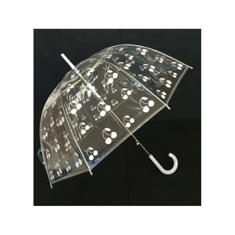 Parapluie transparent cerises blanches