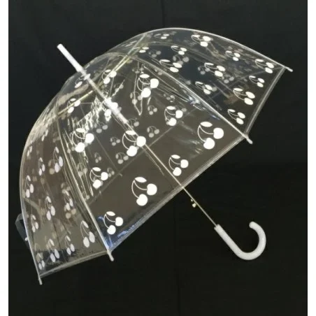 Parapluie transparent cerises blanches