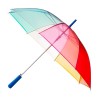 Parapluie transparent multicolore automatique - poignée bleue