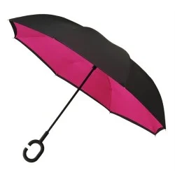 Parapluie inversé rose et noir
