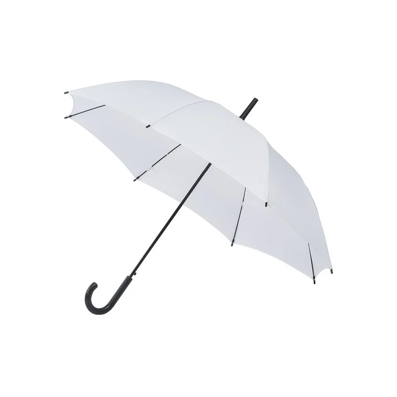 Parapluie Dame blanc automatique poignée canne recourbée