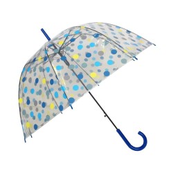 Parapluie transparent ronds bleus et jaunes