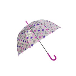 Parapluie transparent ronds violets et roses