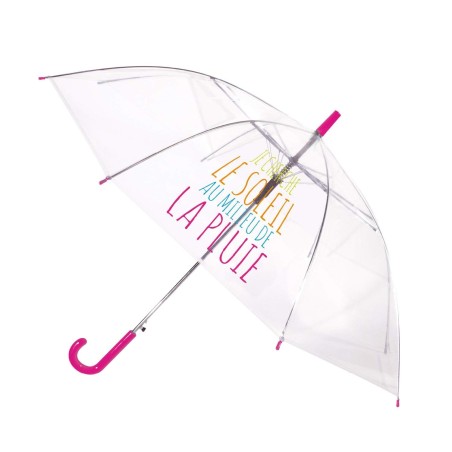 Parapluie transparent avec message - 4 couleurs