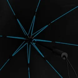 Parapluie tempête aérodynamique noir - Armature bleue