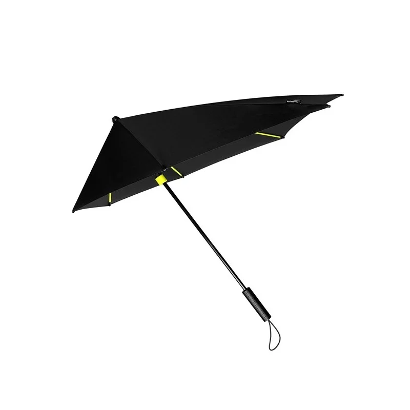 Parapluie tempête aérodynamique noir - Armature jaune