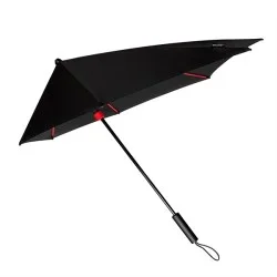 Parapluie tempête aérodynamique noir - Armature rouge