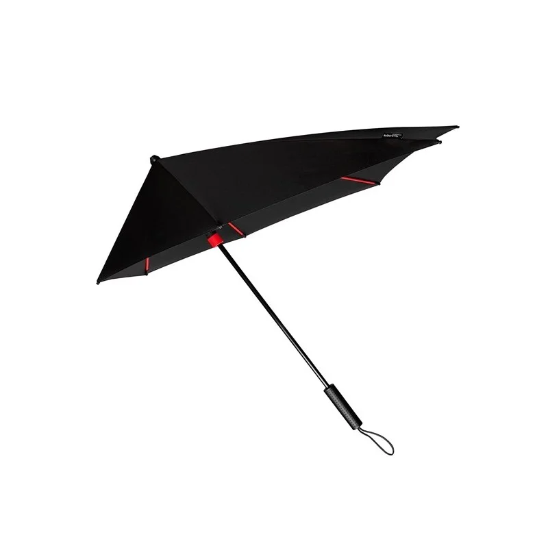 Parapluie tempête aérodynamique noir - Armature rouge