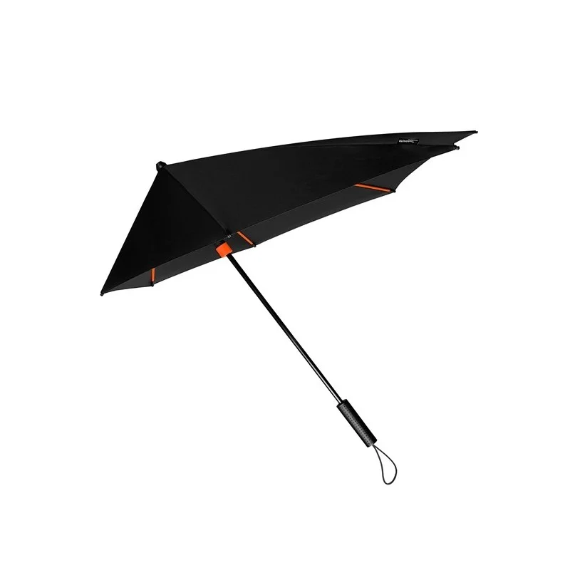 Parapluie tempête aérodynamique noir - Armature orange