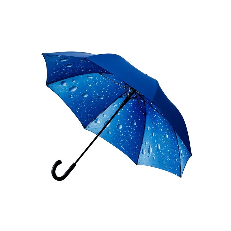 Parapluie de golf Falcone double couverture motif goutte de pluie bleu uni