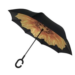 Parapluie inversé manuel Vipluie motif fleur jaune