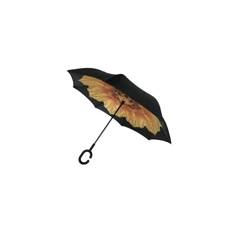 Parapluie inversé manuel Vipluie motif fleur jaune