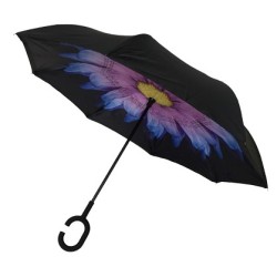Parapluie inversé manuel Vipluie motif fleur violet