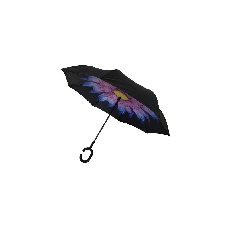 Parapluie inversé manuel Vipluie motif fleur violet