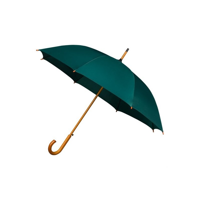 Parapluie vert automatique Falconetti manche et poignée canne bois