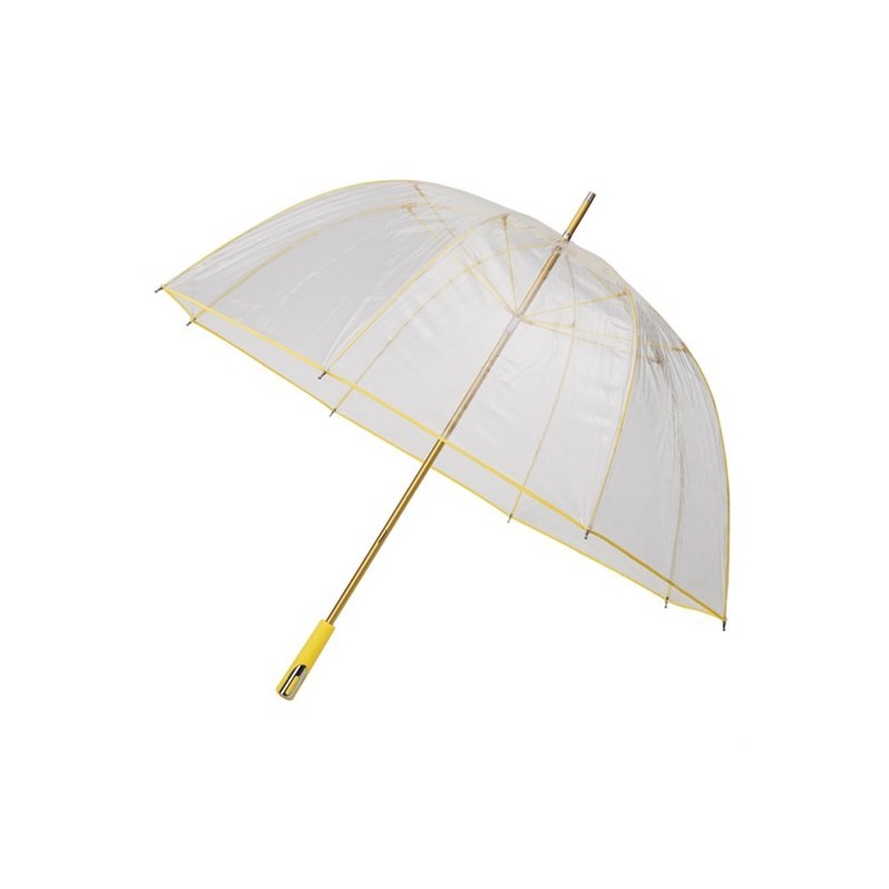 Parapluie coupole transparent manche aluminium jaune 8005