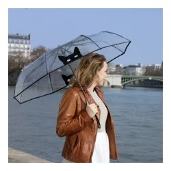 Parapluie transparent pliant motif chat