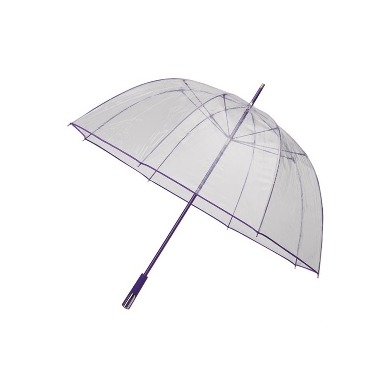 Parapluie coupole transparent manche aluminium mauve PMS814C