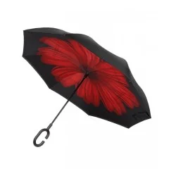 Parapluie inversé manuel Vipluie motif fleur rouge