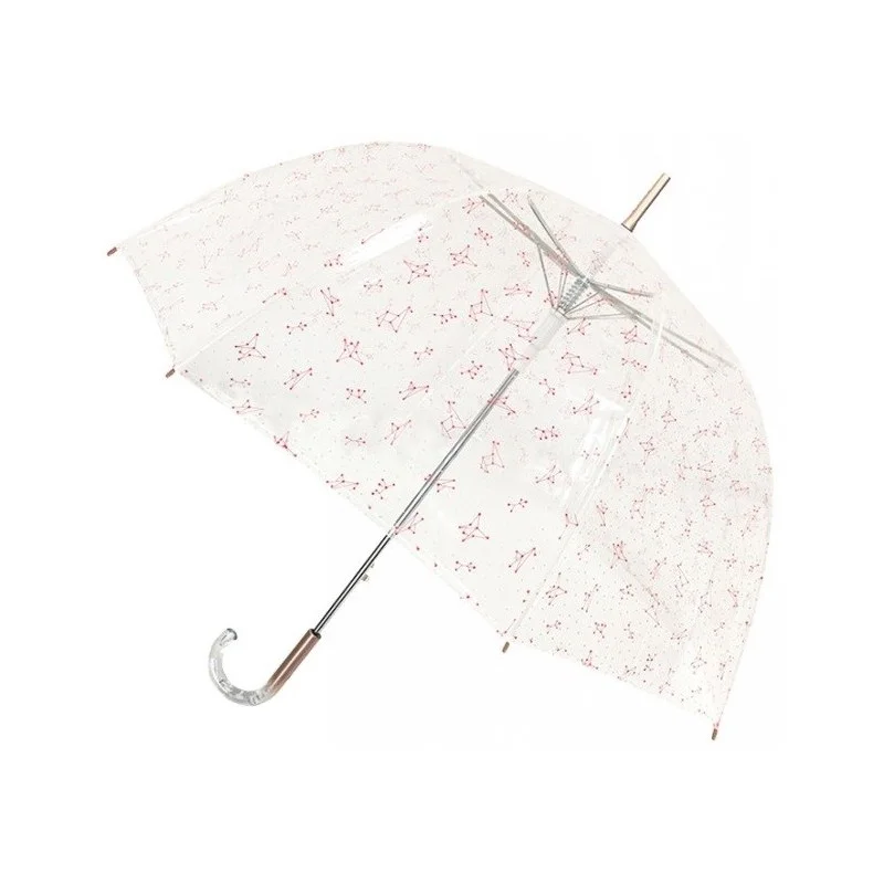 Parapluie transparent femme résistant au vent ouverture automatique motif constellation