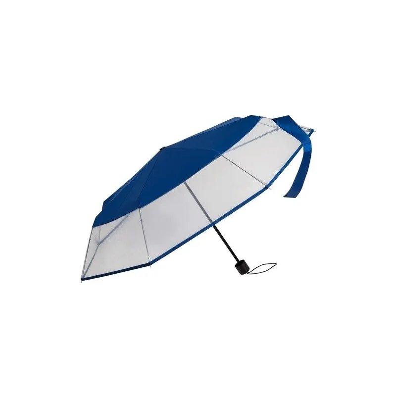 Parapluie pliant transparent Falconetti manuel résistant au vent - bleu foncé