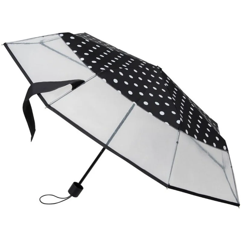 Parapluie transparent Falconetti pliant résistant au vent - motif pois