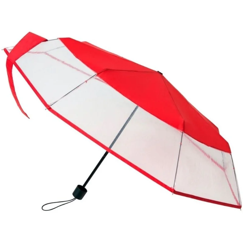 Parapluie transparent Falconetti pliant résistant au vent - rouge