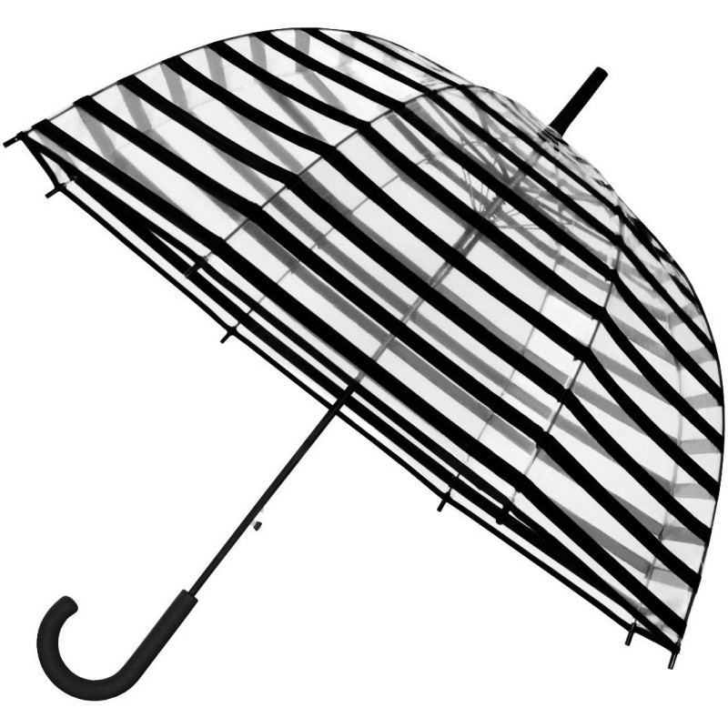 Parapluie cloche transparent Falconetti automatique - poignée recourbée - motif floral