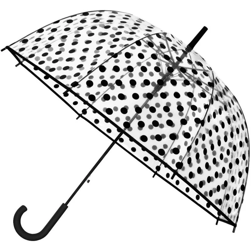 Parapluie cloche transparent automatique Falconetti - motifs pois noirs