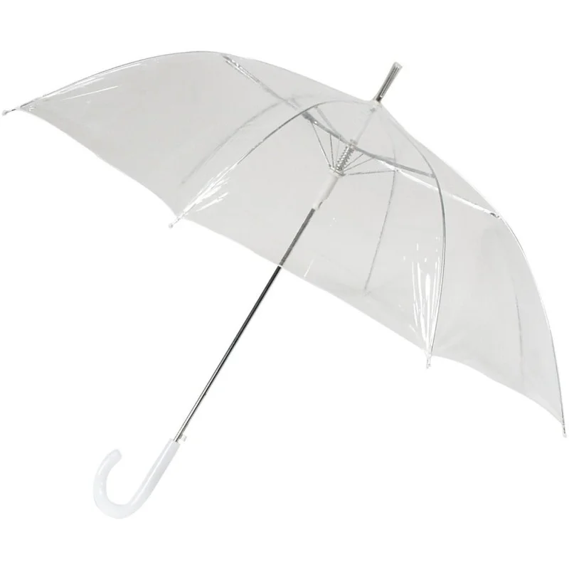 Parapluie transparent POE poignée blanche
