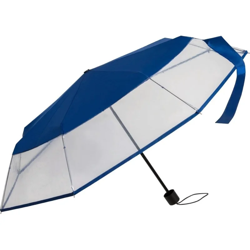 Parapluie pliant transparent Falconetti manuel résistant au vent - bleu foncé