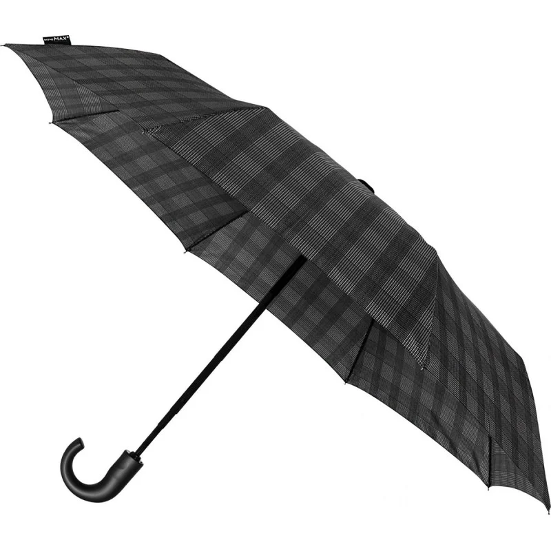 Parapluie pliant miniMax recourbé noir hachures automatique résistant au vent