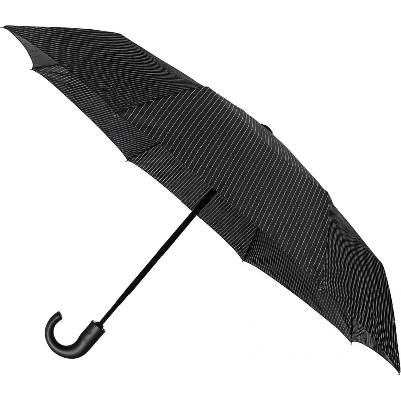 Parapluie pliant miniMax recourbé noir rayé automatique résistant au vent