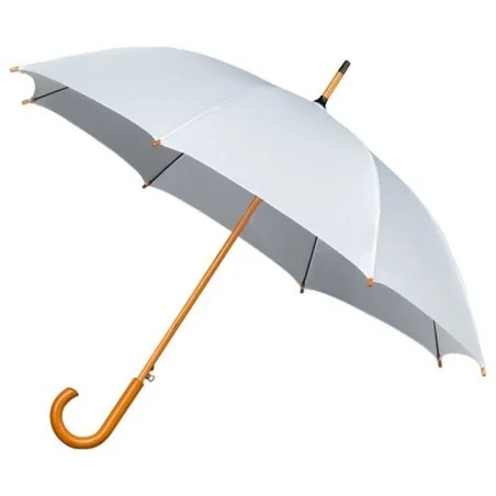 Parapluie Falconetti blanc automatique manche en bois