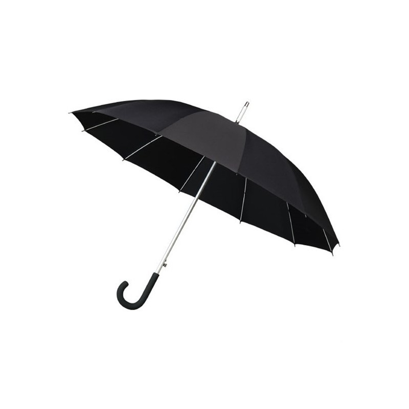 Parapluie automatique Falcone noir poignée canne caoutchouc noir