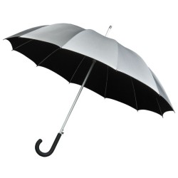 Parapluie automatique Falcone gris poignée canne caoutchouc noir