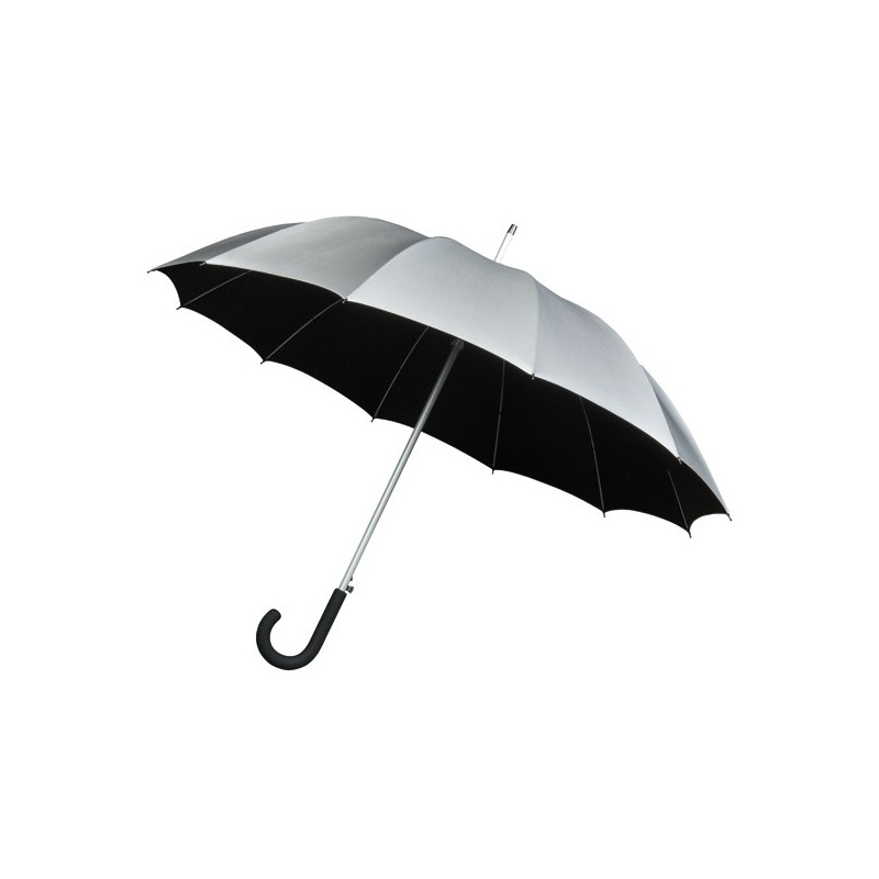 Parapluie automatique Falcone gris poignée canne caoutchouc noir