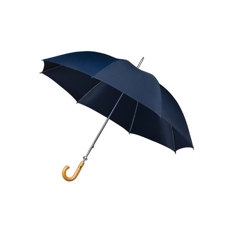 Parapluie de golf manuel bleu foncé - poignée canne en bois