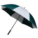 Grand parapluie de golf manuel manche métal poignée caoutchouc noir - vert et blanc