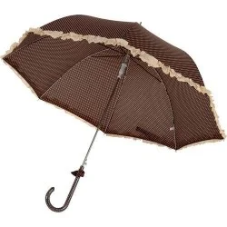 Parapluie long marron et blanc